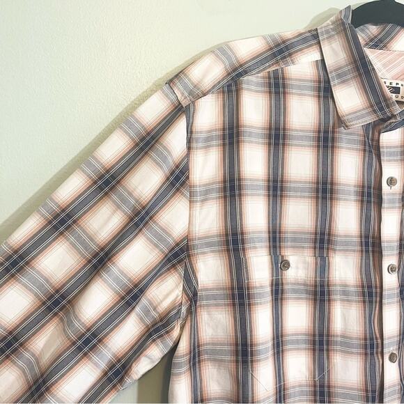 Joseph Abboud Cotton Plaid Collared Long Sleeve Button Down Shirt Brown XL - Picture 11 of 13